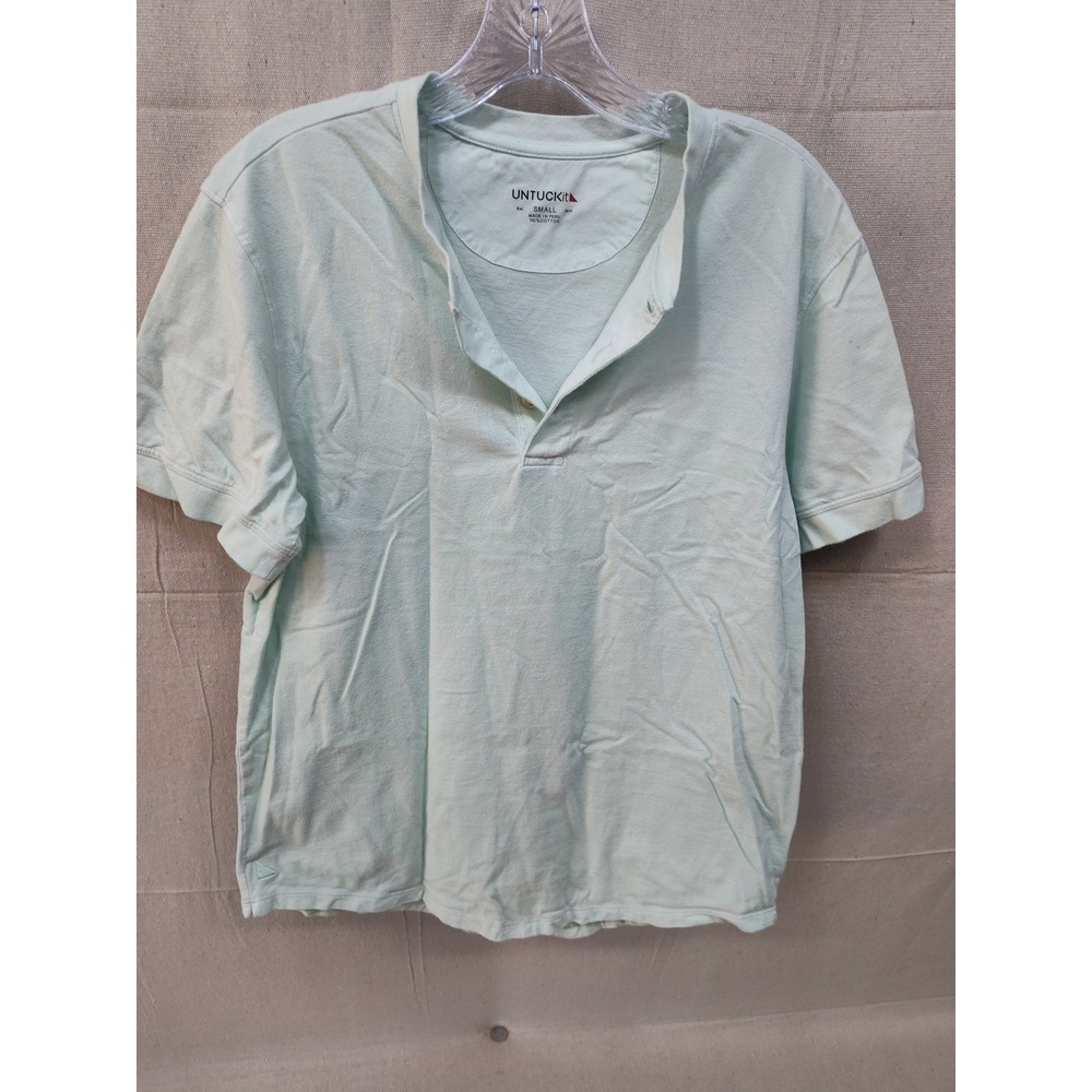 UNTUCKit Mens Mint Green Short Sleeve Henley Shirt 100% Cotton Small